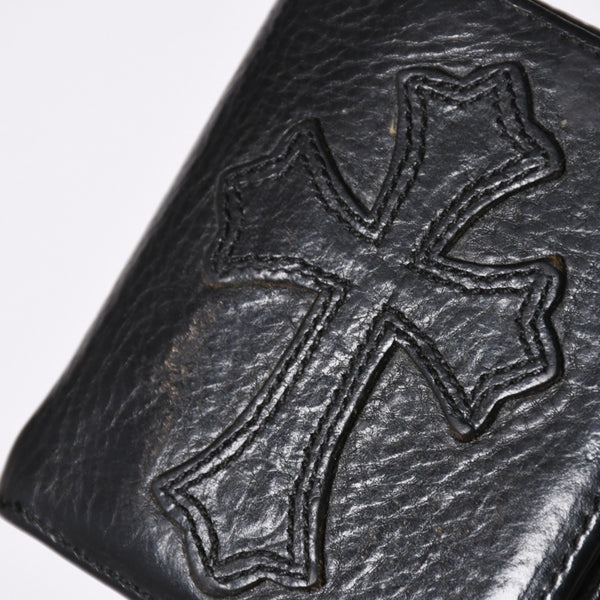Very Good Condition CHROME HEARTS DR DIGIACOMO Wallet Bifold Cross Patch Digiacomo Wallet Black Used 4a002362