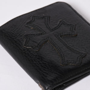 Very Good Condition CHROME HEARTS DR DIGIACOMO Wallet Bifold Cross Patch Digiacomo Wallet Black Used 4a002362