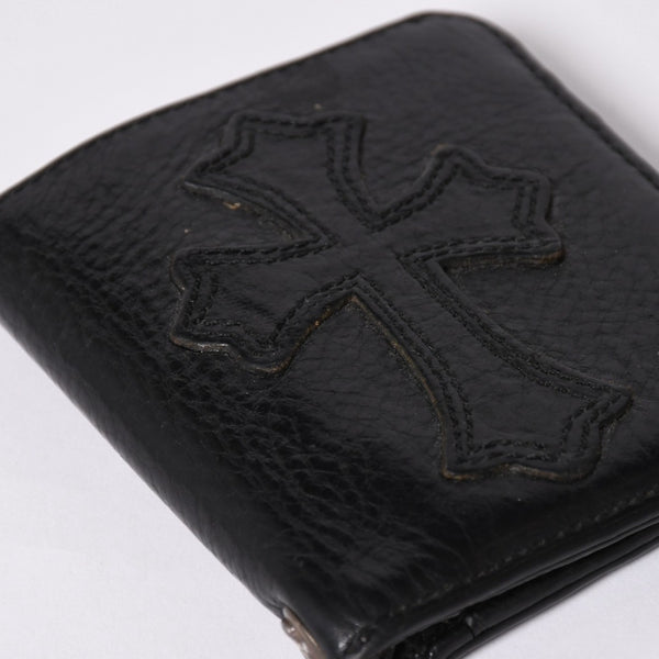 Very Good Condition CHROME HEARTS DR DIGIACOMO Wallet Bifold Cross Patch Digiacomo Wallet Black Used 4a002362