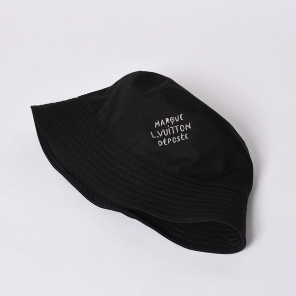 Very Good Condition LOUIS VUITTON Bucket Hat Monogram Blast M5273L Black Hat Water Repellent Cap Reversible Used 4a001938