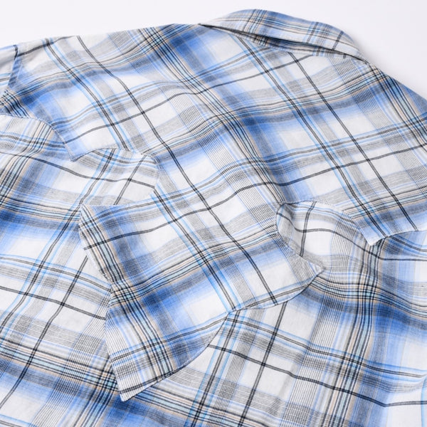 CHROME HEARTS BS Flare Patch Long Sleeve Shirt Size XS Cross Ball Button Dagger Zip Check Pattern Blue Good Condition Used 4a001958