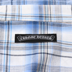 CHROME HEARTS BS Flare Patch Long Sleeve Shirt Size XS Cross Ball Button Dagger Zip Check Pattern Blue Good Condition Used 4a001958
