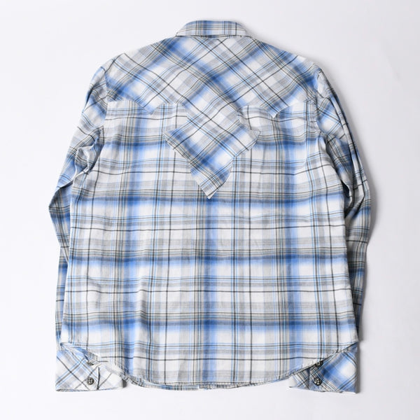 CHROME HEARTS BS Flare Patch Long Sleeve Shirt Size XS Cross Ball Button Dagger Zip Check Pattern Blue Good Condition Used 4a001958