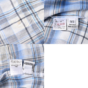 CHROME HEARTS BS Flare Patch Long Sleeve Shirt Size XS Cross Ball Button Dagger Zip Check Pattern Blue Good Condition Used 4a001958