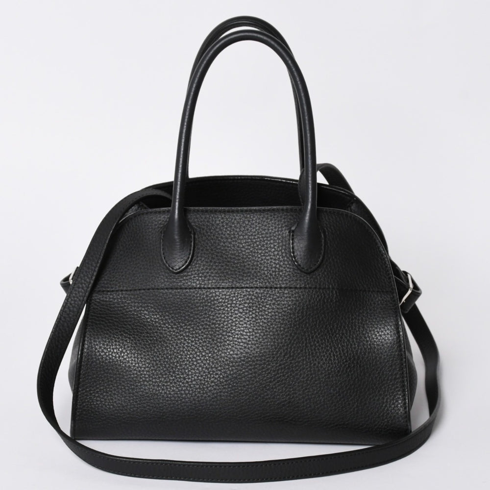 新品同様 THE ROW ザ ロウ SOFT MARGAUX 10 ソフトマルゴー10 ハンドバッグ W1190 L133 レザー ブラック シルバー金具 中古 4a001929