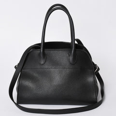 Like New THE ROW SOFT MARGAUX 10 Handbag W1190 L133 Leather Black Silver Hardware Used 4a001929