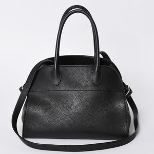 Like New THE ROW SOFT MARGAUX 10 Handbag W1190 L133 Leather Black Silver Hardware Used 4a001929