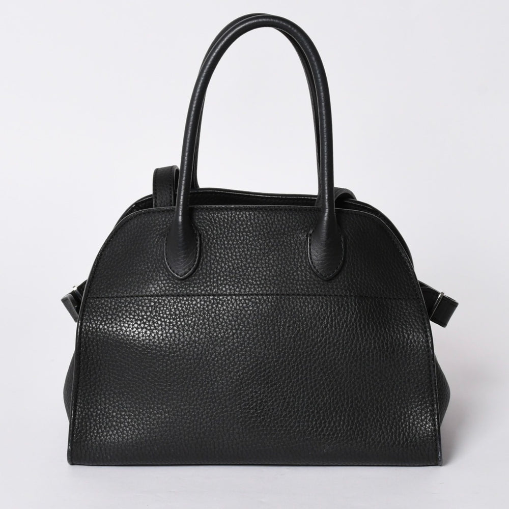 新品同様 THE ROW ザ ロウ SOFT MARGAUX 10 ソフトマルゴー10 ハンドバッグ W1190 L133 レザー ブラック シルバー金具 中古 4a001929