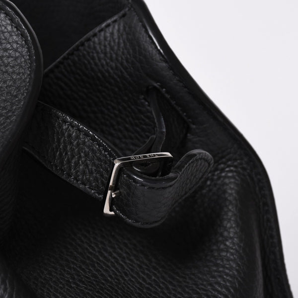 Like New THE ROW SOFT MARGAUX 10 Handbag W1190 L133 Leather Black Silver Hardware Used 4a001929