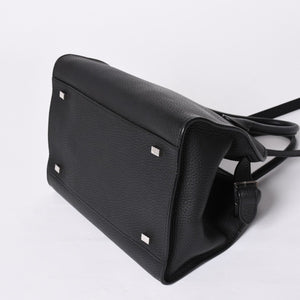 Like New THE ROW SOFT MARGAUX 10 Handbag W1190 L133 Leather Black Silver Hardware Used 4a001929