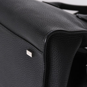 Like New THE ROW SOFT MARGAUX 10 Handbag W1190 L133 Leather Black Silver Hardware Used 4a001929