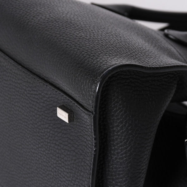 Like New THE ROW SOFT MARGAUX 10 Handbag W1190 L133 Leather Black Silver Hardware Used 4a001929
