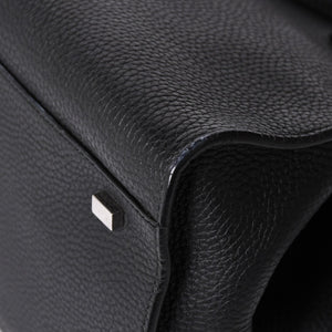 Like New THE ROW SOFT MARGAUX 10 Handbag W1190 L133 Leather Black Silver Hardware Used 4a001929
