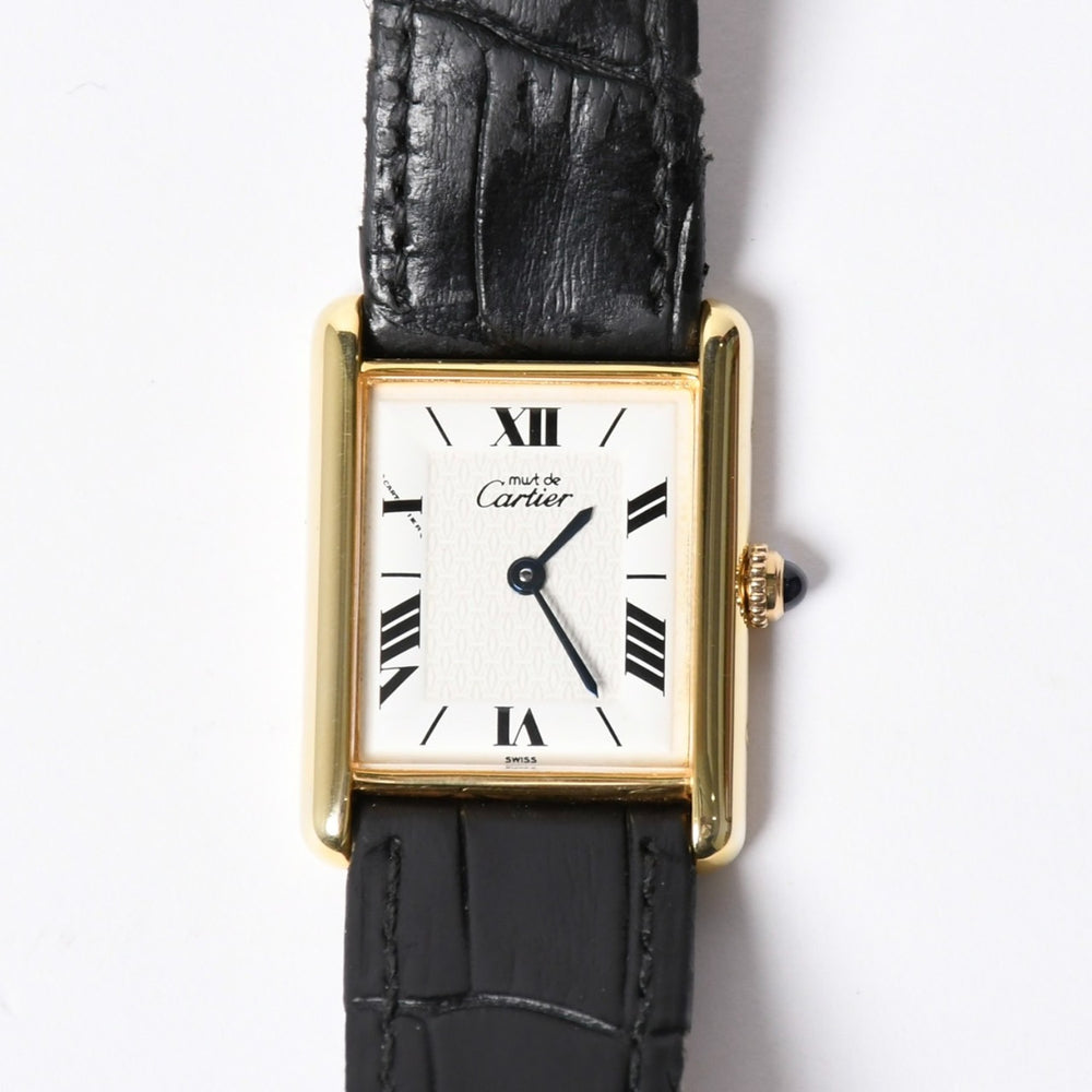 CARTIER カルティエ MUST TANK LM マストタンク LM 腕時計 重量約30.46g W1009554 クォーツ ヴェルメイユ シルバー925 美品 中古 4a001795