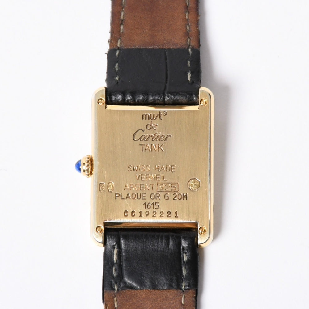 CARTIER カルティエ MUST TANK LM マストタンク LM 腕時計 重量約30.46g W1009554 クォーツ ヴェルメイユ シルバー925 美品 中古 4a001795