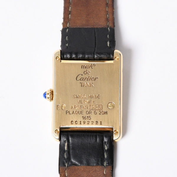 CARTIER Must Tank LM wristwatch, weight approximately 30.46g W1009554 Quartz watch, vermeil, sterling silver 925, excellent condition, pre-owned, item number 4a001795