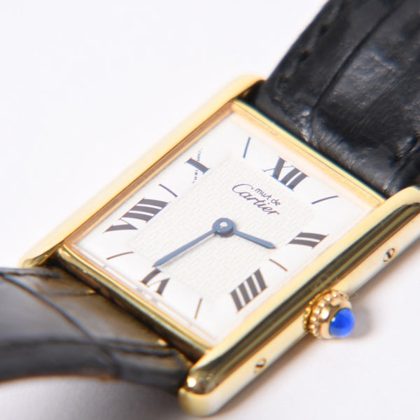 CARTIER Must Tank LM wristwatch, weight approximately 30.46g W1009554 Quartz watch, vermeil, sterling silver 925, excellent condition, pre-owned, item number 4a001795