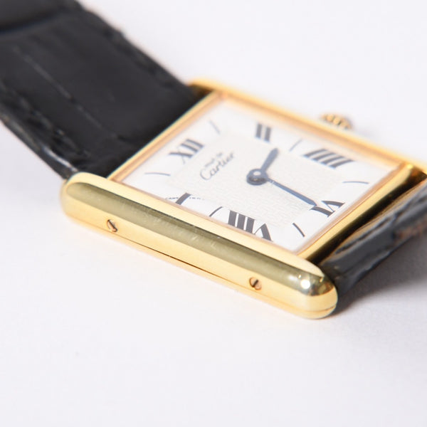 CARTIER Must Tank LM wristwatch, weight approximately 30.46g W1009554 Quartz watch, vermeil, sterling silver 925, excellent condition, pre-owned, item number 4a001795