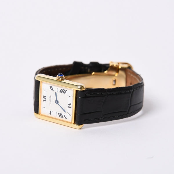 CARTIER Must Tank LM wristwatch, weight approximately 30.46g W1009554 Quartz watch, vermeil, sterling silver 925, excellent condition, pre-owned, item number 4a001795