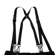 画像をギャラリービューアに読み込む, 極美品 PRADA プラダ ポーチ付きRe-Nylon サスペンダーパンツ トライアングルポーチ ブラック シルバー金具 サスペンダー ナイロン メタルプレート 中古 4a001962