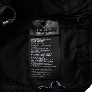 極美品 PRADA プラダ ポーチ付きRe-Nylon サスペンダーパンツ トライアングルポーチ ブラック シルバー金具 サスペンダー ナイロン メタルプレート 中古 4a001962