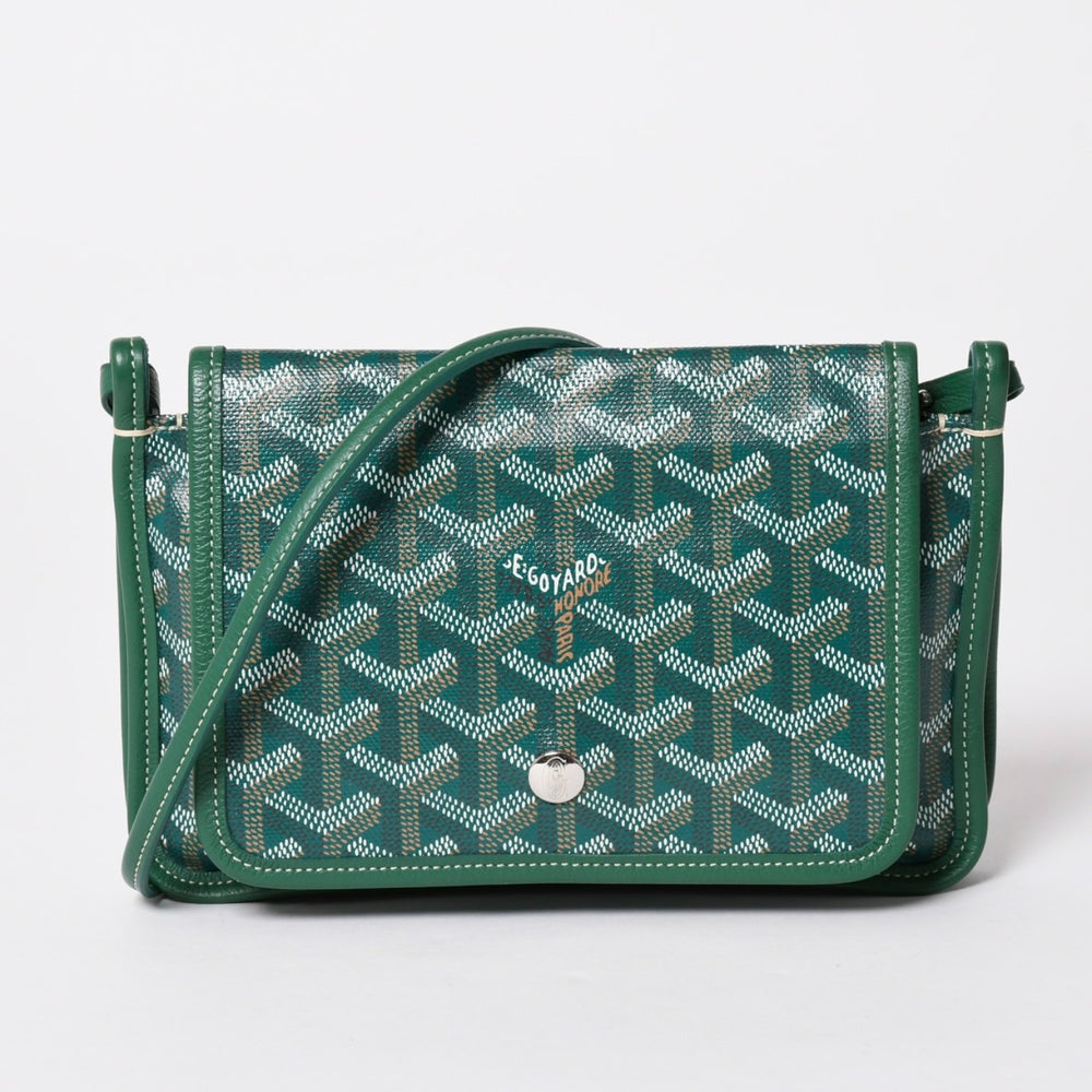 新品同様 GOYARD ゴヤール プリュメ ポーチウォレット ショルダーバッグ PLUMETPMLTY09CL09P レザー グリーン シルバー金具 中古 4a002470