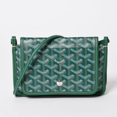 新品同様 GOYARD ゴヤール プリュメ ポーチウォレット ショルダーバッグ PLUMETPMLTY09CL09P レザー グリーン シルバー金具 中古 4a002470