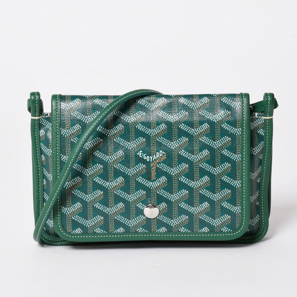 新品同様 GOYARD ゴヤール プリュメ ポーチウォレット ショルダーバッグ PLUMETPMLTY09CL09P レザー グリーン シルバー金具 中古 4a002470