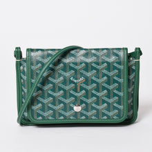 画像をギャラリービューアに読み込む, 新品同様 GOYARD ゴヤール プリュメ ポーチウォレット ショルダーバッグ PLUMETPMLTY09CL09P レザー グリーン シルバー金具 中古 4a002470