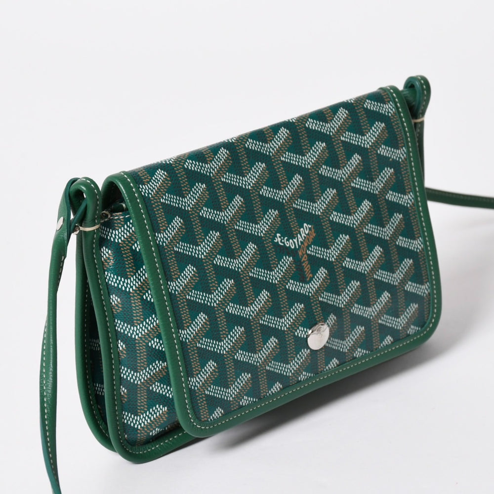 Like new GOYARD Plumé Pouch Wallet Shoulder Bag PLUMETPMLTY09CL09P Leather Green Silver Hardware Used 4a002470