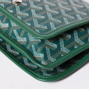 新品同様 GOYARD ゴヤール プリュメ ポーチウォレット ショルダーバッグ PLUMETPMLTY09CL09P レザー グリーン シルバー金具 中古 4a002470