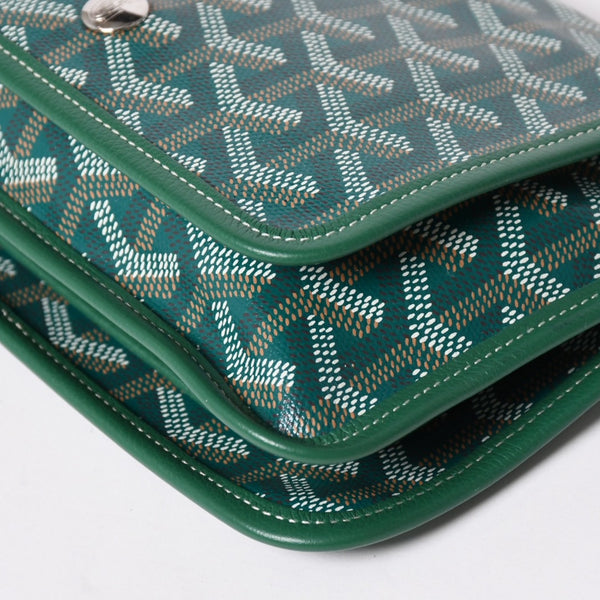 新品同様 GOYARD ゴヤール プリュメ ポーチウォレット ショルダーバッグ PLUMETPMLTY09CL09P レザー グリーン シルバー金具 中古 4a002470
