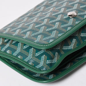 新品同様 GOYARD ゴヤール プリュメ ポーチウォレット ショルダーバッグ PLUMETPMLTY09CL09P レザー グリーン シルバー金具 中古 4a002470
