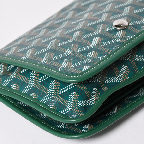 新品同様 GOYARD ゴヤール プリュメ ポーチウォレット ショルダーバッグ PLUMETPMLTY09CL09P レザー グリーン シルバー金具 中古 4a002470