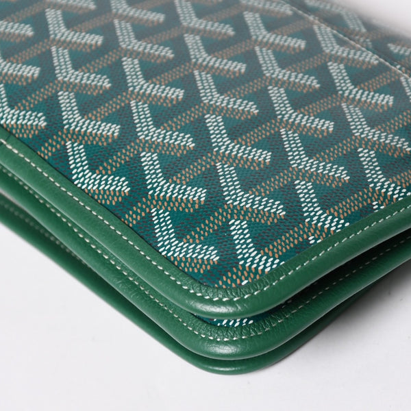 新品同様 GOYARD ゴヤール プリュメ ポーチウォレット ショルダーバッグ PLUMETPMLTY09CL09P レザー グリーン シルバー金具 中古 4a002470