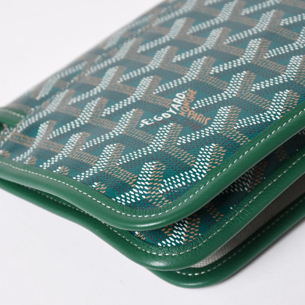 新品同様 GOYARD ゴヤール プリュメ ポーチウォレット ショルダーバッグ PLUMETPMLTY09CL09P レザー グリーン シルバー金具 中古 4a002470