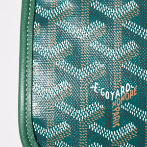 新品同様 GOYARD ゴヤール プリュメ ポーチウォレット ショルダーバッグ PLUMETPMLTY09CL09P レザー グリーン シルバー金具 中古 4a002470