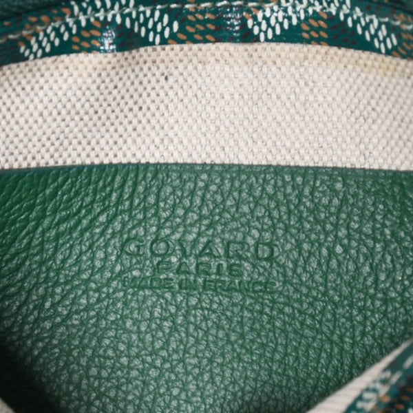 新品同様 GOYARD ゴヤール プリュメ ポーチウォレット ショルダーバッグ PLUMETPMLTY09CL09P レザー グリーン シルバー金具 中古 4a002470