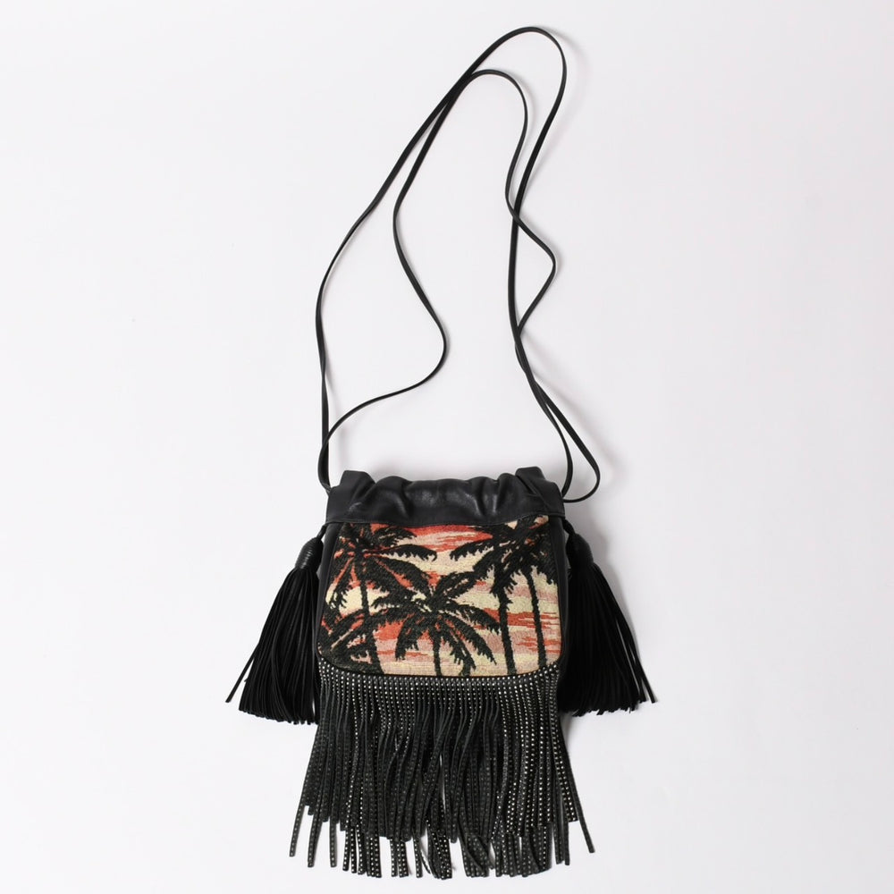 極美品 YSL サンローラン カハラバッグ ショルダーバッグ サンセット フリンジ バケットバッグ スモール 412691 中古 4a002733