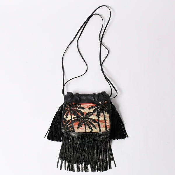 極美品 YSL サンローラン カハラバッグ ショルダーバッグ サンセット フリンジ バケットバッグ スモール 412691 中古 4a002733