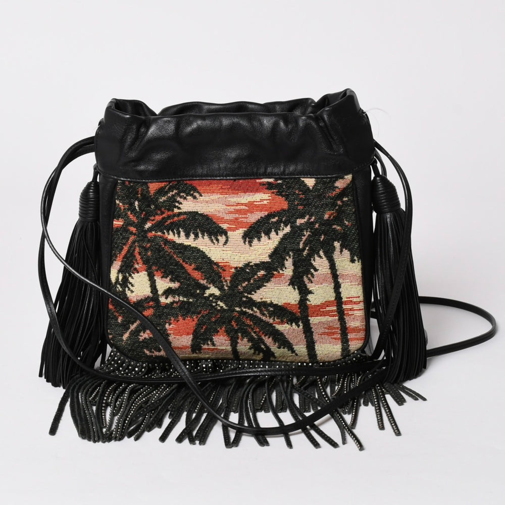極美品 YSL サンローラン カハラバッグ ショルダーバッグ サンセット フリンジ バケットバッグ スモール 412691 中古 4a002733