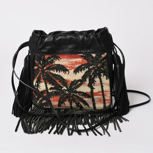 極美品 YSL サンローラン カハラバッグ ショルダーバッグ サンセット フリンジ バケットバッグ スモール 412691 中古 4a002733
