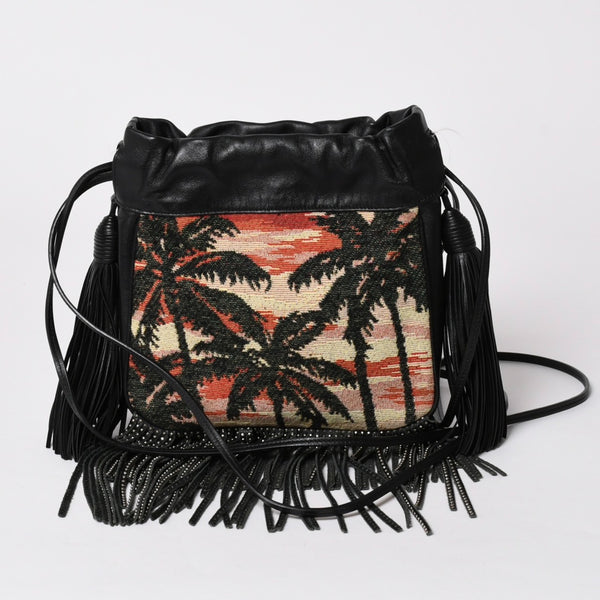 極美品 YSL サンローラン カハラバッグ ショルダーバッグ サンセット フリンジ バケットバッグ スモール 412691 中古 4a002733