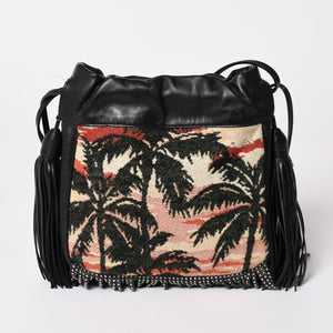 極美品 YSL サンローラン カハラバッグ ショルダーバッグ サンセット フリンジ バケットバッグ スモール 412691 中古 4a002733