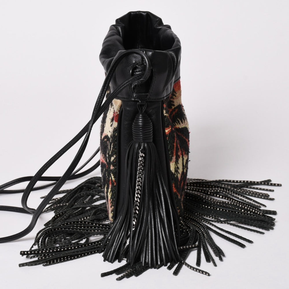 極美品 YSL サンローラン カハラバッグ ショルダーバッグ サンセット フリンジ バケットバッグ スモール 412691 中古 4a002733