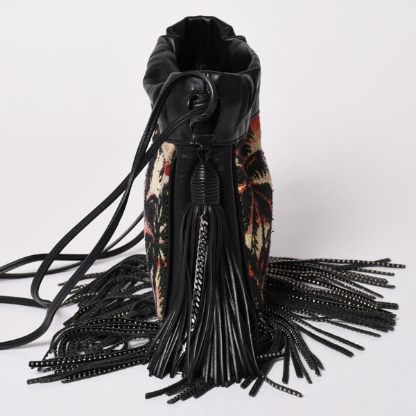 極美品 YSL サンローラン カハラバッグ ショルダーバッグ サンセット フリンジ バケットバッグ スモール 412691 中古 4a002733