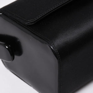 極美品 PRADA プラダ ハンドバッグ サテン ミニ バニティ トライアングルロゴ 三角ロゴプレート アセテート ブラック 中古 4a001984
