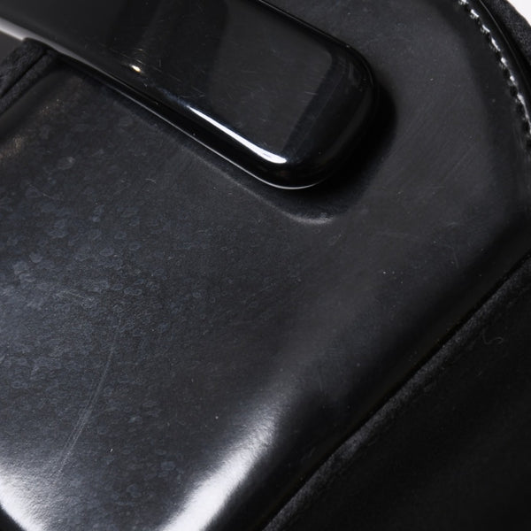 極美品 PRADA プラダ ハンドバッグ サテン ミニ バニティ トライアングルロゴ 三角ロゴプレート アセテート ブラック 中古 4a001984