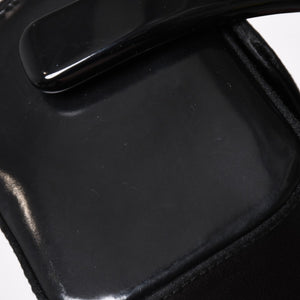 極美品 PRADA プラダ ハンドバッグ サテン ミニ バニティ トライアングルロゴ 三角ロゴプレート アセテート ブラック 中古 4a001984