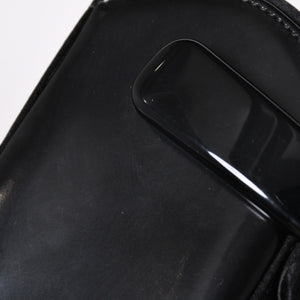 極美品 PRADA プラダ ハンドバッグ サテン ミニ バニティ トライアングルロゴ 三角ロゴプレート アセテート ブラック 中古 4a001984